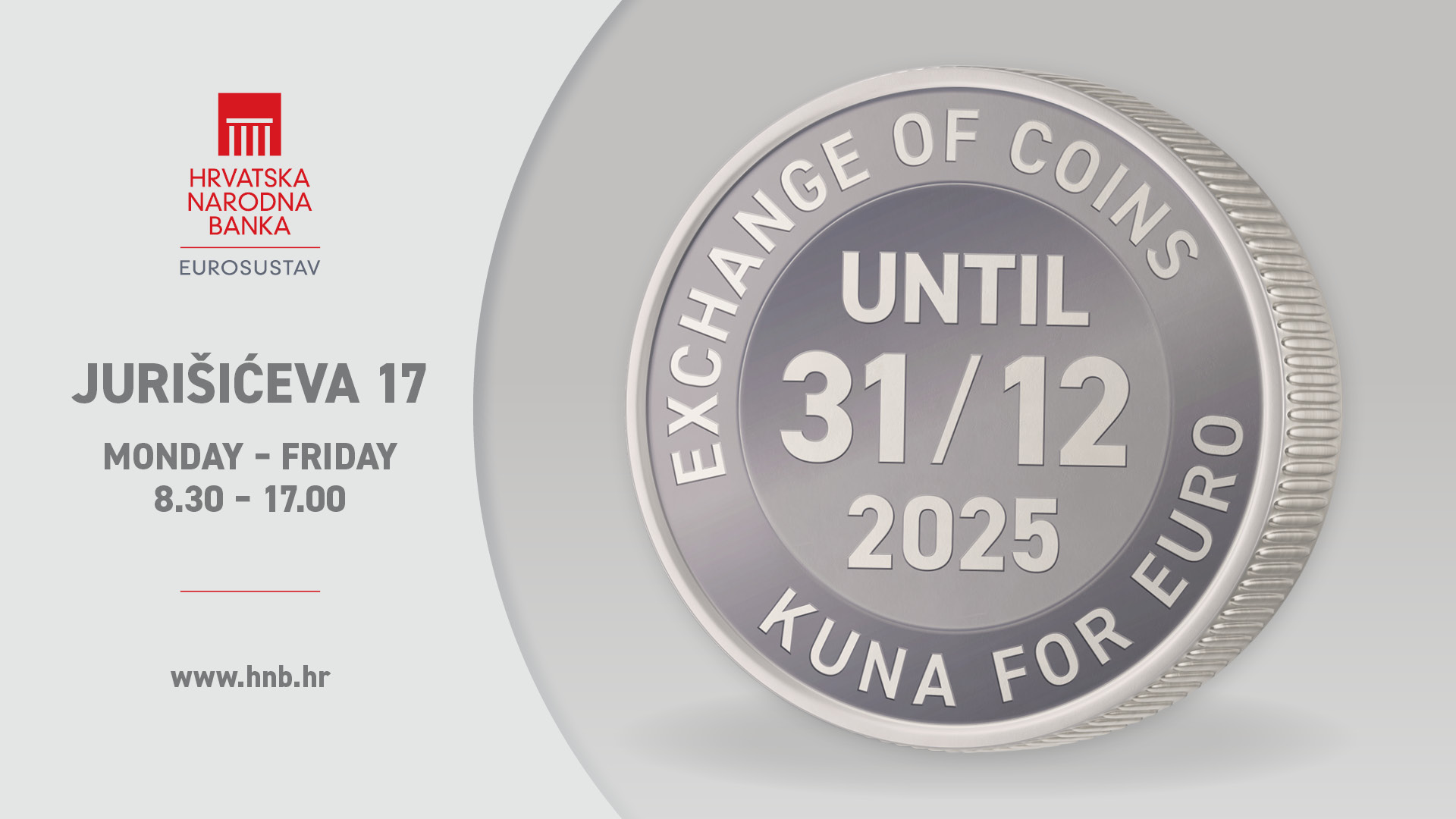 Exchange of kuna coins for euros until 31 December 2025