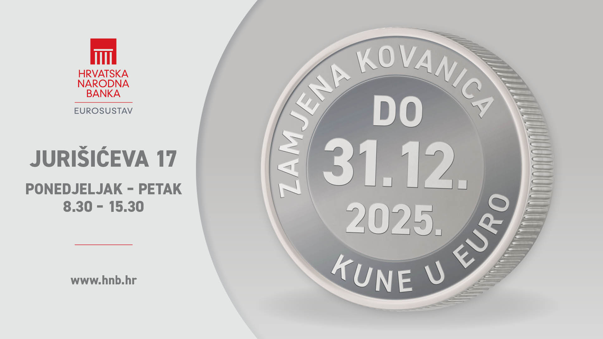 Zamjena kovanica kune za euro do 31. prosinca 2025.