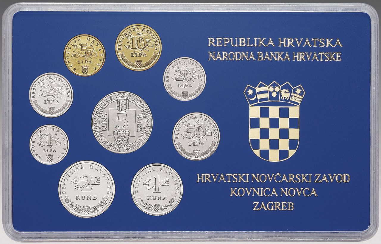 Numizmatički komplet prigodnoga optjecajnoga kovanog novca kuna i lipa, izdanja 1994. - 1996.