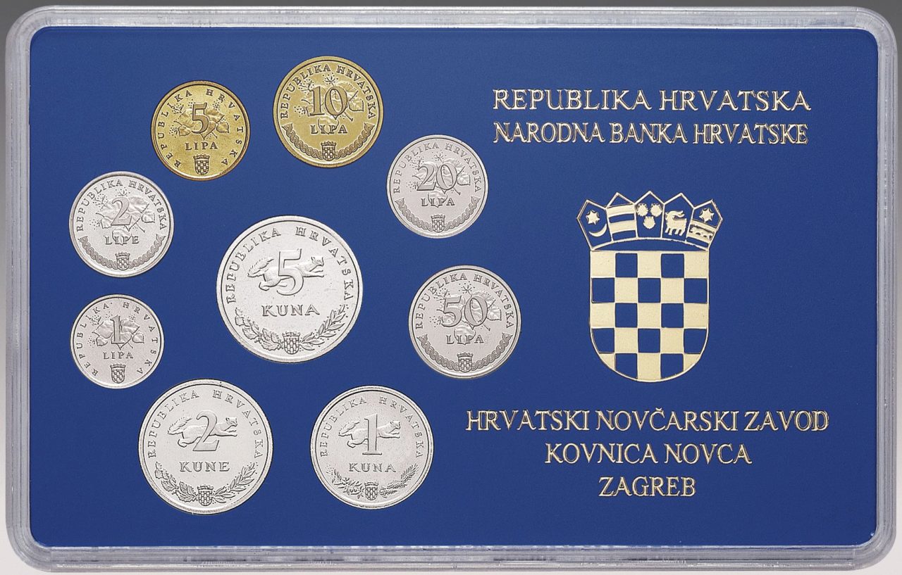 Numismatic sets of kuna and lipa coins in circulation